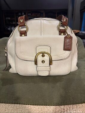 Coach legacy Soho Pebbled Leather Buckle Satchel Hobo Bag 11843